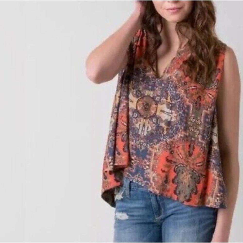NEW Free People Darcy V-Neck Swing Sleveless Blouse Boho XS Flowy Tank Top